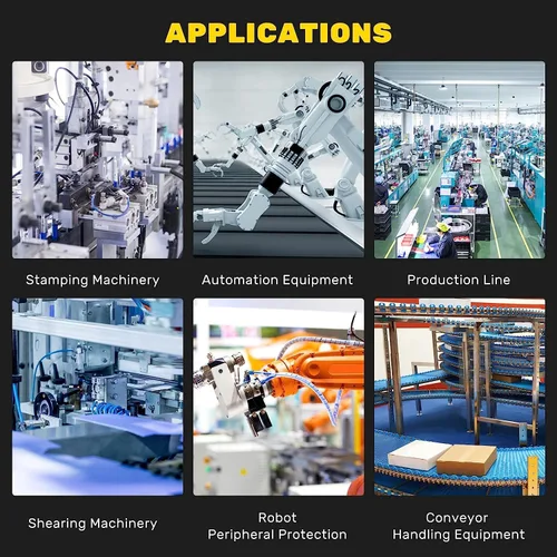 Vista 8 de CGOLDENWALL Cortinas de Luz de Seguridad, Pantalla de Protección con Sensor de Vigas, Paso de Vigas 40mm, 10 Vigas, Altura de Protección 360mm