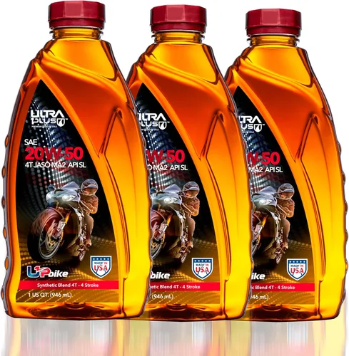 ULTRA 1PLUS 4T 20W-50 mezcla sintética aceite de motocicleta API SL JASO MA2-20W50 aceite de motor, 3 cuartos