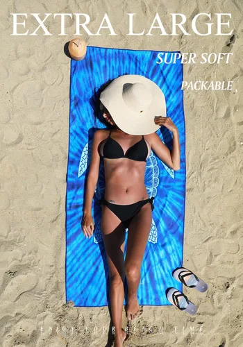 Vista 3 de 2 Pack Microfiber Lightweight Thin Beach Towel Sand Free Quick Dry Super Absorbent Large Towels for Swimming Pool Yoga Gym Travel Vacation Beach