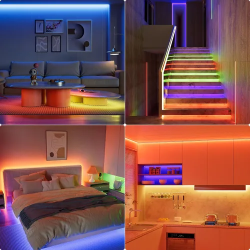 Vista 2 de Tira de luz LED COB RGB de 20 pies20.0 ft, tira de luz regulable que cambia de color DC24V, cinta flexible multicolor de 0.394 in de ancho