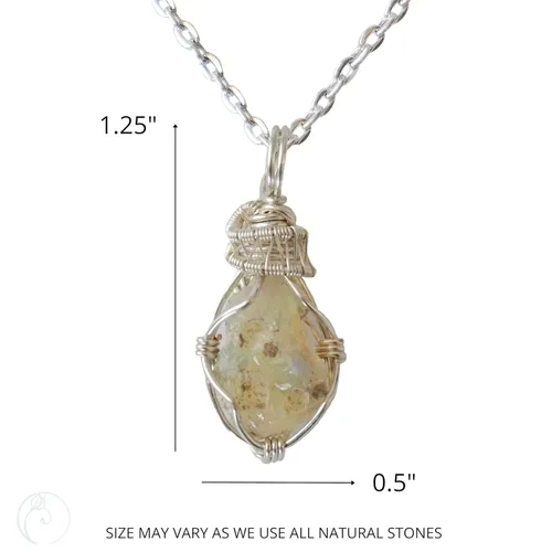 Vista 4 de NEW Designs by Nature Gems Handmade Fire Opal Necklace, October Birthstone Jewelry, With 24 Inch Silver Plated Chain, With a Gift Box, Handmade in
