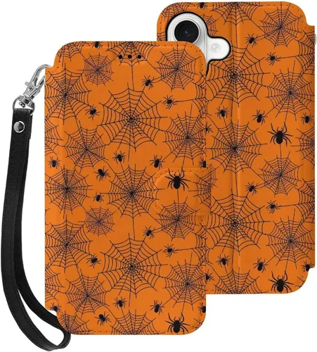 Vista 15 de SWEET TANG Compatible with iPhone 17 Pro Wallet Case Women PU Leather Shockproof Protective Folio Flip Cover (Cute Thanksgiving Turkey Maple Leaf)