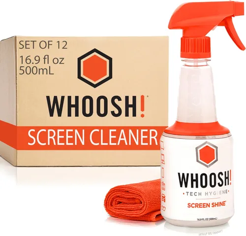 Vista 9 de WHOOSH! Pro - Limpiador de pantalla de TV recargable de 16.9 onzas líquidas y paño de microfibra, limpiador sin rayas para pantallas planas, OLED
