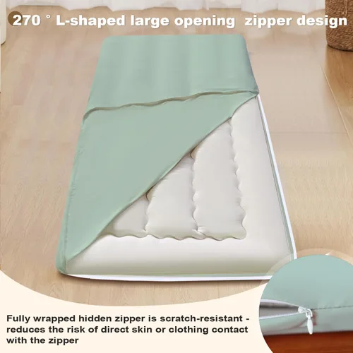 Vista 4 de Funda para Futón de Suelo Tamaño Twin 82" L x 41" A Funda de Colchón de Futón de Suelo Japonés Funda para Esteras Tatami Lavable Verde