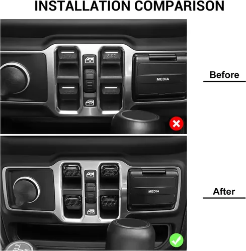 Vista 7 de Jimen Compatible con Jeep Wrangler JL JLU 2018-2023 y Jeep Gladiator JT 2020-2023, 4 piezas de cubiertas de interruptor de botón para ventana