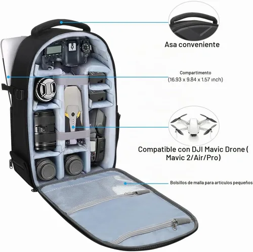 Vista 2 de MOSISO Mochila para cámara, bolsa para cámara de fotografía, funda rígida Negro