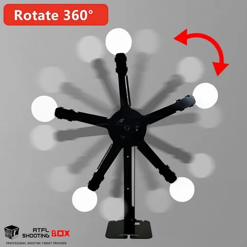 Vista 3 de Atflbox Restablecimiento y rotación del soporte de objetivo de tiro de metal con 5 placas de acero para pistolas Airsoft BB Gun (Star Star Plus)
