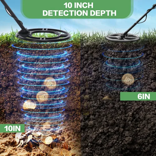 Vista 2 de Detector de metales para adultos y niños, de alta precisión, impermeable, con pantalla LCD y pinpoint, rango de detección de 10 pulgadas, perfecto