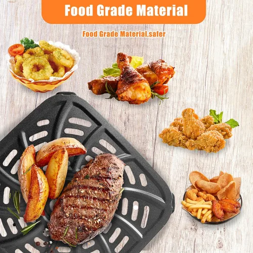 Vista 2 de ALJ Sartén para freidora de aire de 4 cuartos para freidora de aire digital Gourmia GAF414, placa de parrilla antiadherente mejorada, bandeja