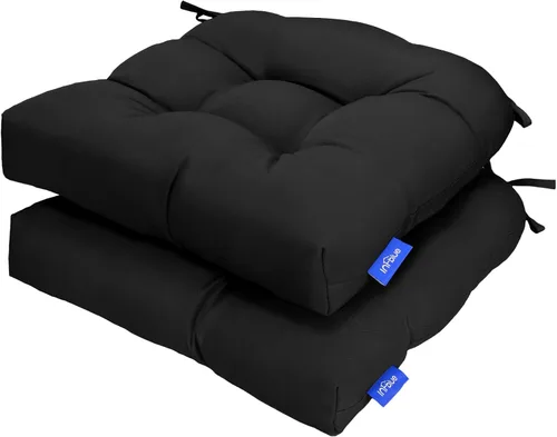 Vista 49 de Cojines de mimbre copetudos de 3 piezas para muebles de patio, cojines de mimbre para sillas de exterior con lazos, cojines de mimbre repelentes al