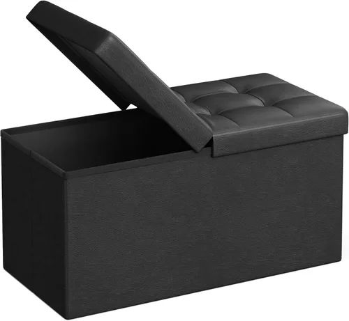 SONGMICS MAZIE Collection - 30 Inches Storage Ottoman Bench with Flipping Lid, Storage Chest Footstool, Load 660 lb, for Entryway, Living Room,