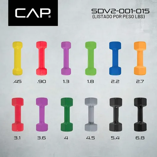 Vista 6 de Cap Barbell - Mancuerna con revestimiento de vinilo 1-15 LB (unidad única o par)