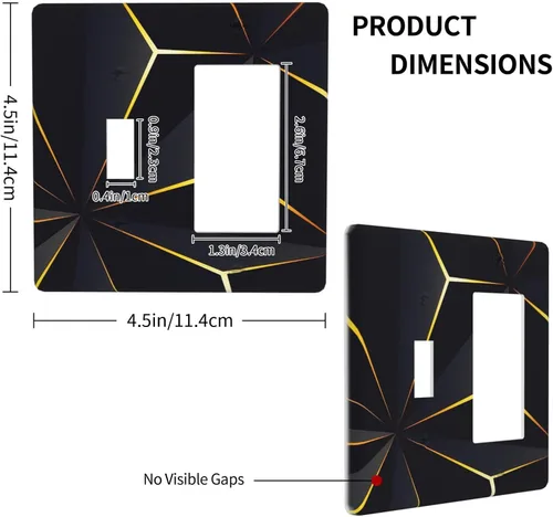 Vista 4 de Placa de Cubierta de Interruptor de Luz de 2 Posiciones Combinación de Abstracción/1 Toggle 1 Rocker Placas Decorativas de Pared de Plástico Negro