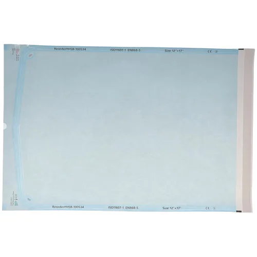 Vista 23 de HSB 100520 - Bolsas de esterilización autosellantes, papel/película, azul, 2.25" x 5", triple sellado y procesado térmicamente, herméticas