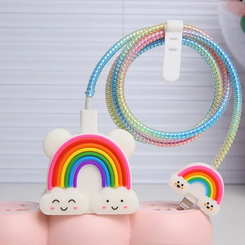 Vista 28 de Funda de Cargador Compatible con iPhone Adaptador de Corriente USB-C de 20W Cargador Diseño de Dibujos Animados Lindo en 3D Funda de Cargador