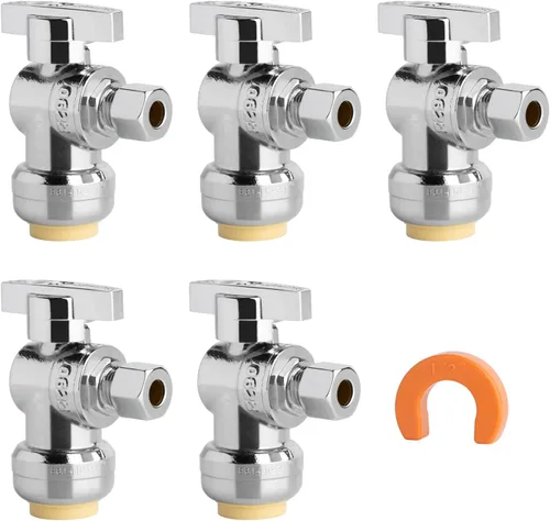 Vista 14 de WiseWater Válvula de Parada de Ángulo PEX de 1/2 Pulgada PEX x 1/4 Pulgada de Compresión, Válvula de Apagado de 1/4 Vuelta, Accesorio de Fontanería