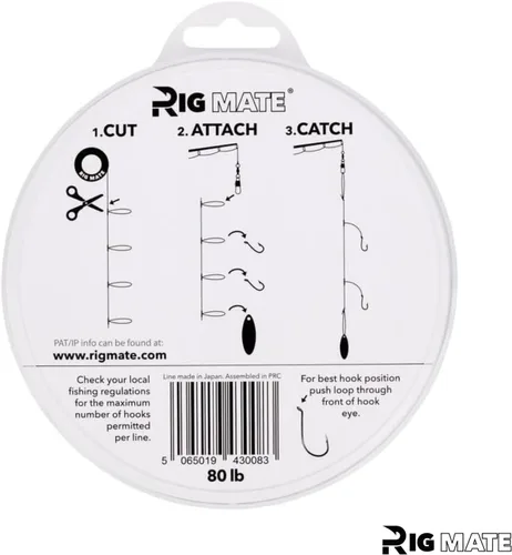 Vista 9 de Plataformas de bucle cuentagotas preatadas de 80 libras. Carrete de línea de pesca. Bucles de 18 pulgadas de distancia con tamaño de bucle de 5.5