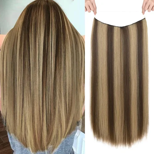 Vista 34 de REECHO - Extensiones de cabello con alambre transparente invisible, tamaño ajustable, broches de seguridad extraíbles en la extensión secreta recta