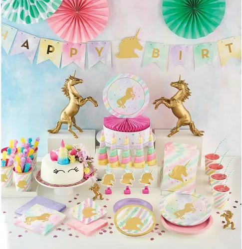 Vista 2 de Creative Converting Mantel de plástico con estampado completo, diseño de unicornio brillante, tamaño único, multicolor