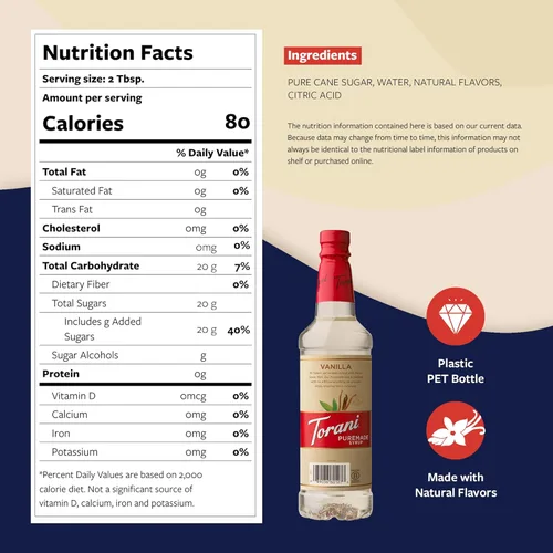 Vista 2 de Torani Puremade - Jarabe de vainilla, 25.4 onzas