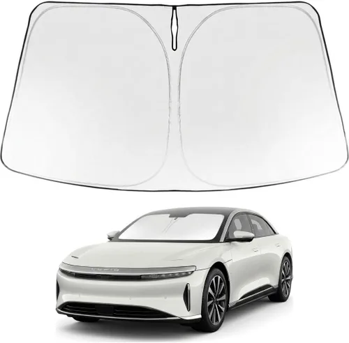 Vista 210 de Proadsy Parasol para parabrisas Rivian R1S 2022-2025 2026 de 4 capas plegable, protector de parasol frontal que bloquea los rayos UV, mantiene