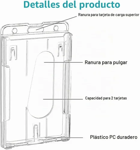 Vista 2 de Tarjetero de plástico duro, FadyRaye, con soporte para tarjetas de identificación transparentes con ranura de pulgar de fácil acceso, estuche de PC