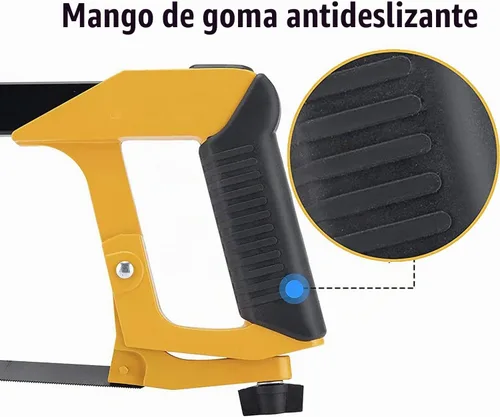 Vista 3 de DOWELL Sierra de Mano de 12 Pulgadas Marco de Sierra para Metales de Servicio Pesado Ajustable Ángulo 45/90 Sierra para Metales con 5 Hojas