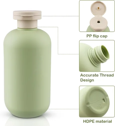 Vista 4 de Cosywell Botellas exprimibles con tapa abatible, recipientes de viaje recargables de plástico de 8.8 onzas para artículos de tocador, champú