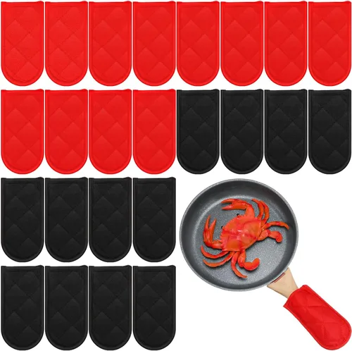 Vista 7 de Dandat Juego de 24 fundas de mango caliente para reemplazo diario, fundas de mango de bandeja de regalo, fundas resistentes al calor, funda de Negro