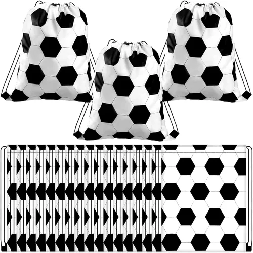 Shappy 24 bolsas deportivas pequeñas con cordón, bolsa de caramelos, bolsas de regalo para fiestas deportivas (fútbol, 6.9 x 9.8 pulgadas)