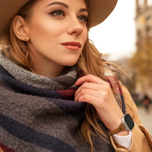 Vista 6 de Minyee Compatible con Fitbit Versa 3/Fitbit Sense Band para mujeres y hombres, correa de cuero delgada y fina, pulsera para Fitbit Versa 3/Fitbit