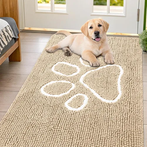 Vista 190 de Smiry Tapete para puerta de perro para patas fangosas, absorbente que atrapa la suciedad, antideslizante, de secado rápido, lavable, tapete