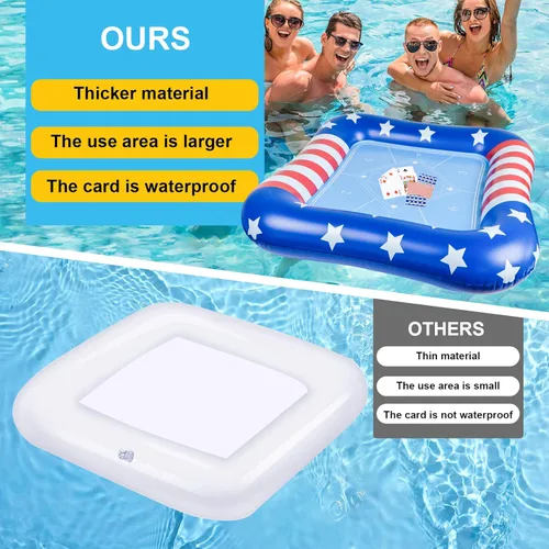 Vista 6 de succulentlovers Mesa de cartas inflable grande para piscina con naipes impermeables – 41 pulgadas impermeable para piscina, mesa de juegos flotantes