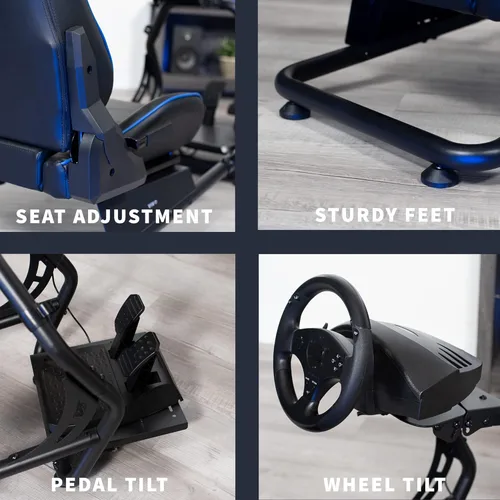 Vista 7 de VIVO Racing Simulator Cockpit with Wheel Stand, Gear Mount, Chair and Frame Only, Fits Logitech, Thrustmaster, Fanatec, Compatible with Xbox One