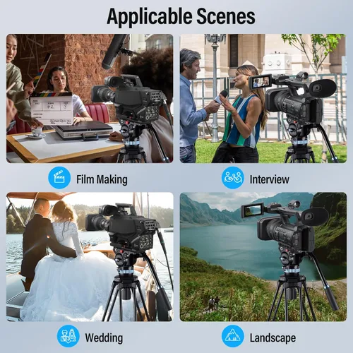 Vista 9 de SIRUI Trípode de Video AM-15S, trípode de servicio pesado con cabezal fluido para cámaras, esparcidor de nivel medio, placa de liberación rápida