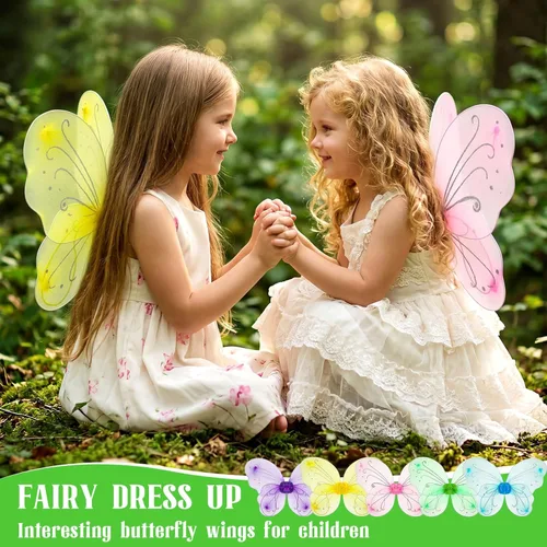 Vista 5 de Chivao 10 piezas de alas de hada, alas de mariposa, disfraz de cumpleaños, Navidad, Holloween decoración de fiesta