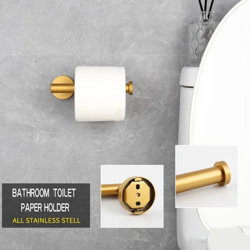 Vista 5 de GERZWY Bathroom Toilet Paper Holder Paper Gold Stainless SteelTowel Dispenser Tissue Roll Hanger Wall Mounted
