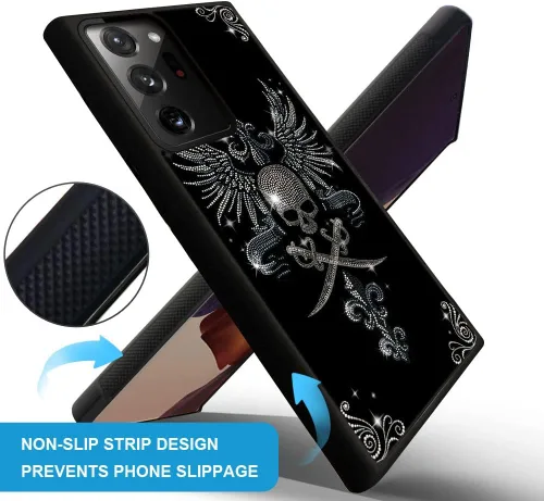Vista 2 de ZHEGAILIAN Funda compatible con Samsung Galaxy Note 20, funda de calavera de diamante para Samsung Galaxy Note 20 para niñas, diseño