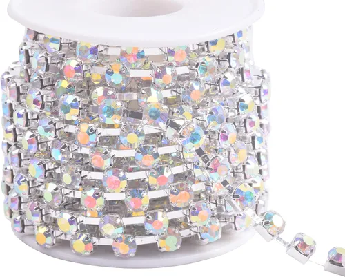 Vista 35 de KAOYOO - Cadena de cierre de diamantes de imitación de cristal de 9 metros (10 yardas) y 2 mm para manualidades de costura, decoración de bricolaje