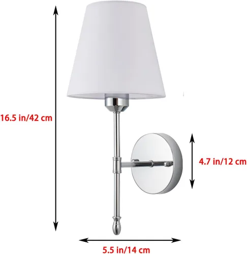 Vista 4 de Juego de 2 apliques de pared de tela a pilas, juego de lámparas de funcionamiento eléctricas, no requiere cableado, para interiores, granja, lámpara