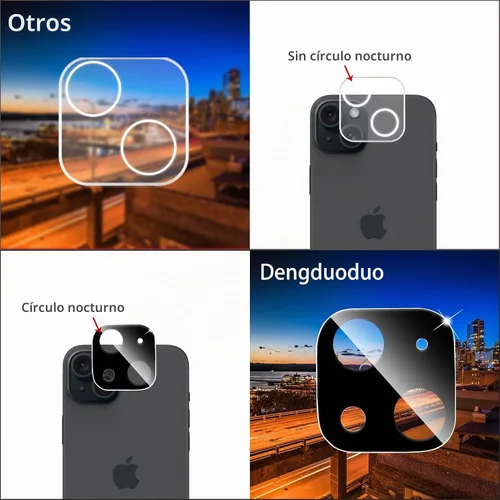 Vista 5 de Dengduoduo Paquete de 3 protectores de lente de cámara para iPhone 13 de 6.1" y iPhone 13 Mini de 5.4", vidrio templado, Ultra HD, dureza 9H Todo