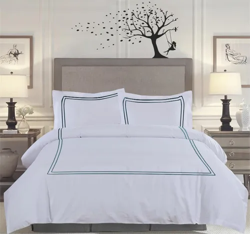 Vista 46 de BedDecor Lujoso juego de funda de edredón de algodón egipcio de 400 hilos, 1 pieza con hermoso bordado de 2 rayas