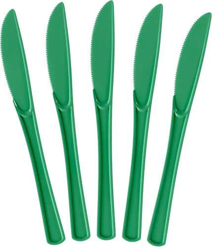 Vista 14 de Exquisite Cuchillos de plástico morados, 50 piezas, cuchillos morados, utensilios desechables, juego de cubiertos de plástico resistente