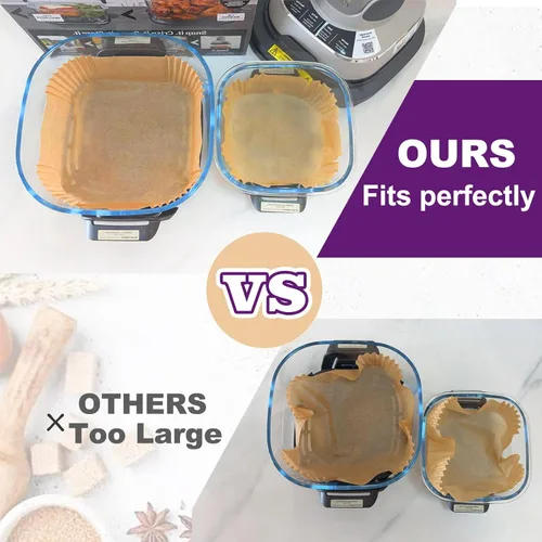 Vista 2 de Forros desechables para freidora de aire para Ninja Crispi, 260 piezas de accesorios desechables para freidora de aire Ninja Crispi para contenedor