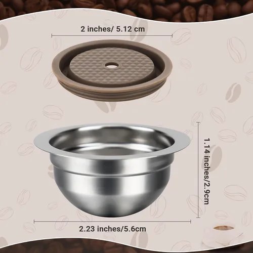 Vista 2 de Cápsulas reutilizables compatibles con Nespresso Vertuo Plus/Vertuo Next/Vertuo POP, cápsulas recargables de acero inoxidable de 2.7 fl oz/ 2.7 oz