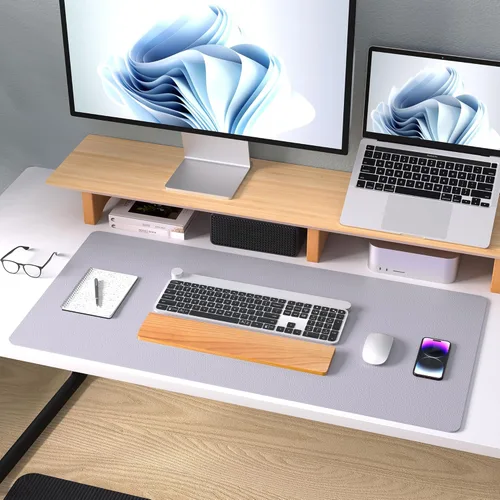 Vista 156 de Aothia Protector de escritorio de cuero, alfombrilla para mouse, alfombrilla de escritorio de oficina, 31.5 x 15.7 pulgadas, secante de escritorio