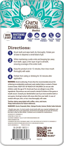 Vista 7 de GuruNanda Bolígrafo blanqueador de dientes, (0.06 onzas líquidas), 20 usos, vegano y suave en los dientes, fórmula profesional, bolígrafo de gel
