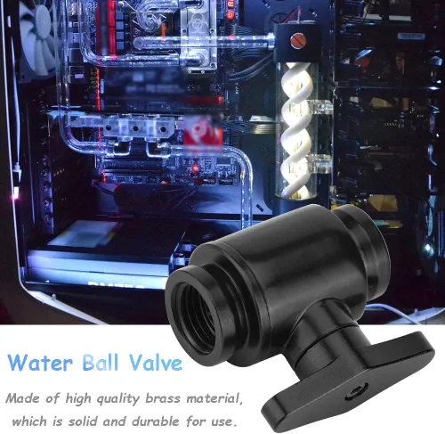 Vista 5 de Diyeeni Válvula de refrigeración por agua, válvula de enfriamiento de agua de latón con rosca de tornillo G1/4, estructura de válvula de bola
