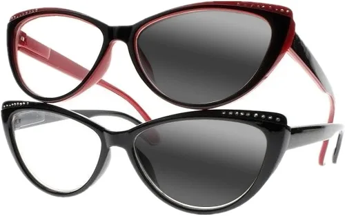 Transición fotocromática mujeres Rhinestone ojo de gato sexy sol lectores gafas de lectura