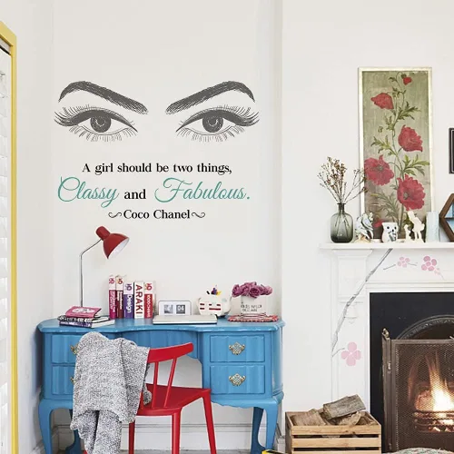 Vista 4 de Calcomanías de pared de vinilo con citas inspiradoras, calcomanías de pared con texto en inglés «A Girl Should be Two Things Classy and Fabulous for